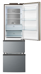 Серебристый холодильник Korting KNFF 61889 X