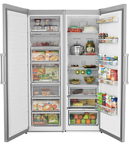 Серебристый двухкамерный холодильник Scandilux SBS 711 EZ 12 X фото 2 фото 2
