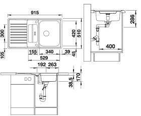 Кухонная мойка над столешницей Blanco CLASSIC PRO 5 S-IF клапан-автомат InFino®