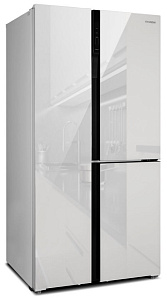Широкий двухдверный холодильник Hyundai CS6073FV белое стекло фото 2 фото 2