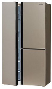 Широкий двухдверный холодильник Hyundai CS6073FV шампань фото 2 фото 2