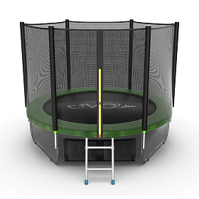 Недорогой батут с сеткой EVO FITNESS JUMP External + Lower net, 8ft (зеленый) + нижняя сеть