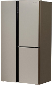 Большой двухстворчатый холодильник Hyundai CS6073FV шампань