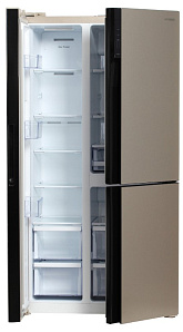 Бежевый холодильник с No Frost Hyundai CS5073FV шампань стекло фото 3 фото 3