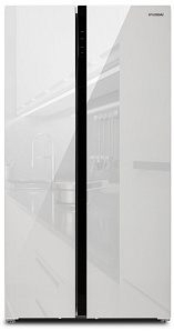 Широкий двухкамерный холодильник Hyundai CS5003F белое стекло