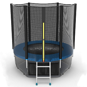 Взрослый батут для дачи EVO FITNESS JUMP External + Lower net, 6ft (синий) + нижняя сеть
