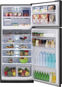 Широкий холодильник с верхней морозильной камерой Sharp SJXE55PMSL фото 2 фото 2
