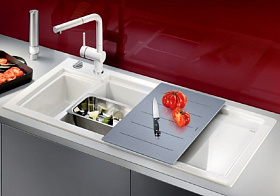 Кухонная мойка над столешницей Blanco AXON II 6 S (чаша слева) керамика клапан-автомат InFino® фото 3 фото 3