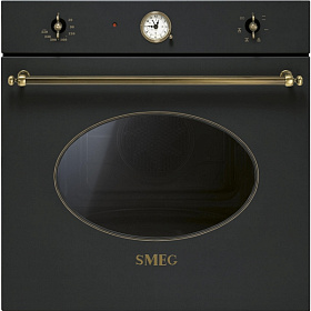 Духовой шкаф чёрного цвета в стиле ретро Smeg SF800AO Coloniale