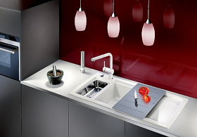 Кухонная мойка над столешницей Blanco AXON II 6 S (чаша слева) керамика клапан-автомат InFino®