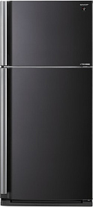 Широкий холодильник с верхней морозильной камерой Sharp SJXE59PMBK