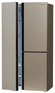 Широкий двухкамерный холодильник Hyundai CS5073FV шампань стекло фото 2 фото 2